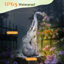 Load image into Gallery viewer, QCXWCJWD Garden Ornaments Outdoor Elephant Statue, 30cm Elephant Statue with Solar Watering Lights, Resin Elephant Ornaments with Solar Lights for Patio Yard, Waterproof Garden Elephant Gifts for Mum