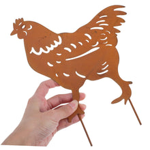 Load image into Gallery viewer, Happyyami 4pcs Hen and Chicks Art Metal Garden Stakes for Outdoor Lawn and Patio Decor Cute and Whimsical Chicken Statues Easy Installation Low Maintenance Garden Decoration