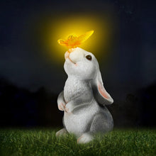 Load image into Gallery viewer, Loofu Solar Garden Rabbit Statue Outdoor Ornament, Butterfly on Rabbit- for Home Lawn Decor Garden Animal Figurine for Patio, Balcony, Yard, Lawn, Innovative Gift, 23cm*15cm*12cm