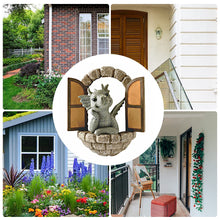 Load image into Gallery viewer, Courtyard Dinosaur Sculpture Wall Decoration, Weatherproof Resin Garden Statue Dinosaur Gnome Miniatures, Cute Dragon Garden Ornaments for Indoor Outdoor Wall Art Patio Yard Landscaping Decoration