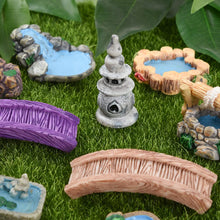Load image into Gallery viewer, HUIANER Miniature Fairy Garden Accessories 15pcs Miniature Garden Bridge Figurines Mini Lighthouse Water Well Light Miniature Pond Lawn Garden Ornament for DIY Craft Garden Dollhouse Decoration