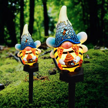 Load image into Gallery viewer, Solar Garden Gnome, Bee Gnome Statue, Garden Stake Lights, Solar Pathway Lights, Solar-Powered Bee Gnome Statue Decorative for Outdoor Garden Lights, 5.71x3.74 Inches,