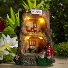 Load image into Gallery viewer, BEXLEYBAY Solar Light Gnome Fairy House Outdoor Statues, Big Size Elf Miniature Buildings Sculptures for Garden Patio Lawn Path Decorations, 8" Tall