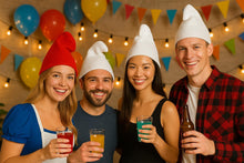 Load image into Gallery viewer, labreeze Gnome Hat Set for Adults – Red and White Pointed Hats for Couples – Soft Felt Fancy Dress Accessories for Men and Women – Ideal for Halloween, Festivals, and World Book Day