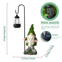Load image into Gallery viewer, Gnome Solar Light, 18.9 Inch Tall Flocked Resin Garden Gnomes with Solar Lantern, Garden Statue Gnome, Garden Ornaments for Yard Lawn Backyard Decorations, Garden Statues