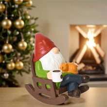 Load image into Gallery viewer, Eremaoy Funny Garden Gnome, Garden Ornaments Outdoor Statue Drinking Coffee Rocking Chair Gnome, Christmas Gnomes Decorations for Yard Home Indoor Outdoor Patio Lawn