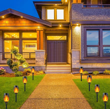 Load image into Gallery viewer, Solar Lights Outdoor Garden, 8 Pack Solar Flame Lights LED Warm Flickering Flames Waterproof Solar Torch Lights Garden Ornaments Landscape Lighting Auto On/Off for Pathway Yard Patio Decoration (Warm)