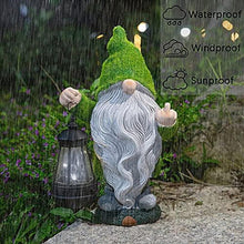 Load image into Gallery viewer, ANYUETE,Flocked Garden Outdoor Gnome Statues Decor with Solar Lights ,Large Funny Gnome Garden Figurines for Outside Patio Yard Lawn House Farmhouse Sculptures Decorations Gifts
