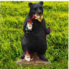 Load image into Gallery viewer, PiniceCore Black Bear Eating Gnomes Funny Statue Resin Ornaments Decoration Indoor Outdoor Garden Lawn Patio