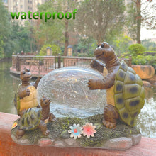 Load image into Gallery viewer, RAYWER Solar Powered Turtle Mama and Baby Outdoor Garden Light Decor, Garden Ornament (Turtles Family on a Lawn)