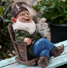 Load image into Gallery viewer, Tirifer Drinking Coffee Garden Gnome Statue, Wizard Gnome 3D Dwarves, Polyresin Outdoor Sculpture Gnome Statue Garden Figurine Art Garden Decoration for Lawn Yard Balcony Porch Patio…