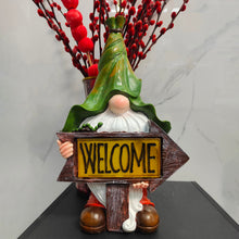 Load image into Gallery viewer, Solar Powered Resin Gnome Statue with Welcome Sign, 13" Weather-Resistant Outdoor Garden Decoration, Light Sensor LED Lamp, Waterproof Lawn, Porch & Patio Decor