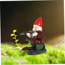 Load image into Gallery viewer, Garden Gnomes Statues, 3.9inch Small Resin Naughty Gnome Holding Gun, Funny Garden Gnome Figurines, Fairy Garden Decorative Ornaments for Home Office Garden Decorations