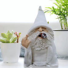 Load image into Gallery viewer, Funny Garden Gnome Statue, Middle Finger Smoking Wizard Gnome, 8.27 Inch Naughty Gnomes Garden Sculpture Decoration for Lawn Yard Balcony Porch Patio Home Outdoor Ornaments Christmas Decorations