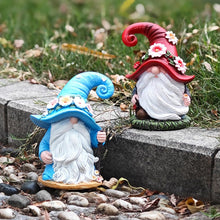 Load image into Gallery viewer, MOOCOCO Garden Gnome Statue,4.92 in Resin Flower Pots Dwarf Figurine, Garden Faceless Gnome Sculpture, Summer Gnomes Figurines Spring Gnomes for Patio Lawn Yard Home Tabletop Decoration (Blue)