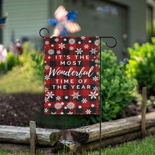 Load image into Gallery viewer, Christmas Red Buffalo Plaid Flags Double Sided 28x40 IN Winter Snowflake Garden Flag Large Outdoor Flag The Most Wonderful Time House Yard Xmas Holiday Decorations
