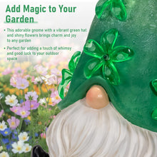 Load image into Gallery viewer, twinbling Solar Garden Outdoor Statues Gnome with Green Flower Lights, 11" Resin Lawn Decor, Gnomes Decorations for Yard, Patio, Home, Balcony - Unique Housewarming Gifts
