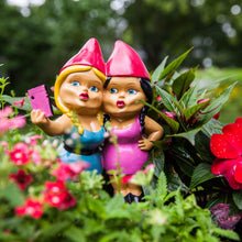 Load image into Gallery viewer, BigMouth Inc. Selfie Sisters Novelty Resin Garden Gnome Ornament | Weatherproof Great for Gardens | This Funny Little Gnome is the Perfect Gi ft | 18.5 cm x 12 cm x 20 cm