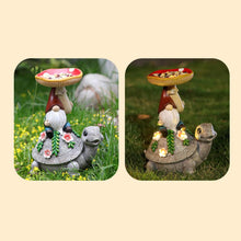 Load image into Gallery viewer, Garden Turtle Sculpture, Outdoor Lawn Ornament, Solar Turtle Decor, Solar Resin Figurine, Decorative Garden Light, Solar Turtle Feeder, Solar Powered Gnome Outdoor Yard Decor, Turtle Statue Feeder, S