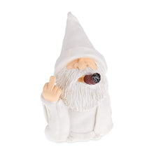 Load image into Gallery viewer, Relaxdays Gnome with Cigar, Giving Middle Finger, Rude Figurine, Frost Resistant, Garden Statue, Polyresin, White, 15 x 9 x 7 cm