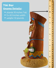 Load image into Gallery viewer, Gnometastic Gnomes - Tiki Gnome and Totem Pole Garden Statue, 10 in, Funny Garden Gnomes Outdoor Decoration for Yard, Patio, Lawn Ornaments, Tiki Bar Decor