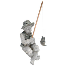 Load image into Gallery viewer, Design Toscano NG32122 Frederic the Little Fisherman of Avignon Boy Fishing Garden Statue, 38 cm, Polyresin, Two Tone Stone