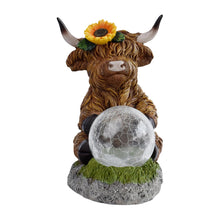 Load image into Gallery viewer, Solar Lantern, Highland Cow Garden Light, Solar-Powered Waterproof Animal Statue for Outdoor Decor, Ambient Lighting for Yard, Patio, Lawn, Porch, Garden, and Pathways