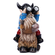 Load image into Gallery viewer, Joint Honglin Garden Gnome Statues Resin Gnome Sitting on Highland Cow Solar Lights Outdoor Telescope Gnome Gifts for Yard, Patio Decor Gift(Cow Gnome)