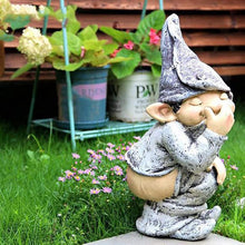 Load image into Gallery viewer, MOOCOCO Naughty Funny Outdoor Pooping Gnome Statue,Garden Figures Figurines, Dwarf Decoration Garden Sculptures and Statues, Miniature Mold for Courtyard Lawn Yard-Grey