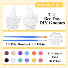 Load image into Gallery viewer, 2 Sets Ready to Paint Your Own Bee Gnome Statues DIY Ceramics Bee Gnomes Set Sunflower Garden Paintable Figurines Unpainted DIY Arts and Crafts for Classroom Craft Project Activity