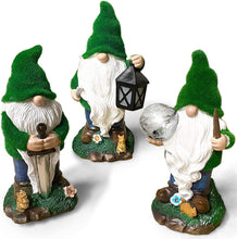 Load image into Gallery viewer, THE ENCHANTED GARDEN Gnome Ranger Statue Outdoor Resin Figurine Outdoor Solar Powered LED Lights for Patio Lawn Yard Décor