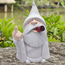 Load image into Gallery viewer, MINICAR 8'' H Funny Middle Finger Gnomes Statues Outdoor Decor, Naughty Smoking Wizard Sculptures Garden Yard Lawn Decorations, Unique Paintable Gifts