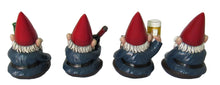 Load image into Gallery viewer, DWK 4" Happy Time Bunch Set of Four (4) Mini Gnomes with Bong Wine Beer and Pipe Party Favor Figurine Decor for Home and Office