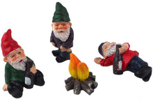 Load image into Gallery viewer, Exciting Secret Fairy Drunk Gnomes Set With Camp Fire - (4-Piece Set) - Whimsical & Unique Garden Décor - Perfect for Outdoor Parties & Gift for Garden Lovers