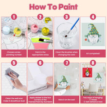 Load image into Gallery viewer, GHHKUD Christmas Gnomes Paint by Numbers Kits for Adults Beginners Kids, 4 Pack Cartoon Painting by Numbers Canvas Kit for Children, Colourful Paint by Numbers with Wooden Framed Canvas, 8x8inch