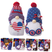 Load image into Gallery viewer, OUNONA 2pcs Independence Day Gnome Doll Ornaments Cartoon Gnome Decor for July Tabletop Home and Garden Decorations