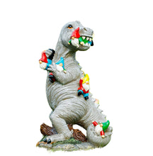Load image into Gallery viewer, Himaweek Garden Statue Outdoor Decoration, Dinosaur Eating Gnomes Figurines, Indoor Outdoor Décor Garden Art for Patio Lawn Yard, 13.5” x 7.6” Housewarming Garden Gift