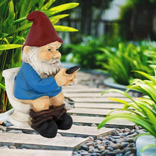 Load image into Gallery viewer, Garden Ornaments, Funny Garden Gnome Ornament Naughty Garden Gnome on a Toilet Garden Gnome Figurine Funny Gnomes Set for Yard Lawn