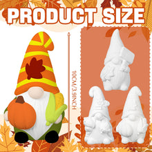 Load image into Gallery viewer, Youyole 3 Pack Ready to Paint Your Own Gnome Statues, 4" Mini Blank Ceramics Unpainted Gnome Figurines Craft DIY Art with Brush Palette Paint for Adults(Fall)