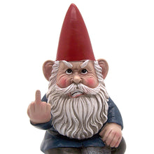 Load image into Gallery viewer, Angry Garden Gnome with Middle Finger, Shelf Sitting Figurine, Naughty Décor, Funny Gift, 7.15 Inches