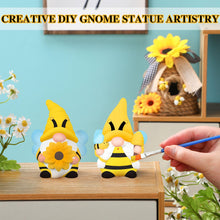 Load image into Gallery viewer, 2 Sets Ready to Paint Your Own Bee Gnome Statues DIY Ceramics Bee Gnomes Set Sunflower Garden Paintable Figurines Unpainted DIY Arts and Crafts for Classroom Craft Project Activity