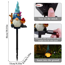 Load image into Gallery viewer, LAIAMER Solar Gnome Garden Lights, Outdoor Gnome Statue with Flowers & Apple, Solar Powered Fairy Garden Lights Gnome Decorations for Home Outside Yard Lawn Patio Gnomes Gifts (Blue)