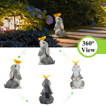 Load image into Gallery viewer, Loofu Solar Garden Rabbit Statue Outdoor Ornament, Butterfly on Rabbit- for Home Lawn Decor Garden Animal Figurine for Patio, Balcony, Yard, Lawn, Innovative Gift, 23cm*15cm*12cm