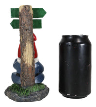 Load image into Gallery viewer, Ebros Gift Whimsical Carefree Gypsy Life Mr Gnome Dwarf Stoner Smoking Rolled Stash Sitting by Crossroads Stoner Ave and Baked St Figurine Fantasy Gnomes Fairy Garden Home Decor