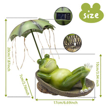 Load image into Gallery viewer, ASDFG Solar Light Frog Garden Statue - Frog Umbrella Garden Sculpture with Lighting, Outdoor Pond Waterproof Fairy Tale Decoration, Gift for Women/Gardening Lovers/Mothers Outside Decor