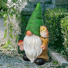 Load image into Gallery viewer, WONDHOME Garden Gnome Sculptures Statues Resin Decor Owl Mushroom Solar LED Lights Lantern Female Outdoor Gnomes Garden Figurines for Patio Yard Lawn House Farmhouse Decorations Gifts,Owl …