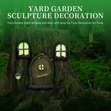 Load image into Gallery viewer, Zreneyfex Fairy Garden Accessories Yard Garden Sculpture Decoration Gnome Home Window and Door with lamp Decoration for Trees