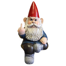 Load image into Gallery viewer, Candy Creations On Cloud 9 Grumpy Seated Garden Gnome Giving Middle Finger, Funny Angry Lawn Dwarf, Indoor or Outdoor Unique Decor