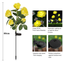 Load image into Gallery viewer, XVZ 2 Pack Solar Powered Rose Lights, Yellow, Waterproof, Outdoor Garden Patio Yard Pathway Party Decoration