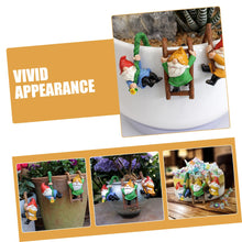 Load image into Gallery viewer, Happyyami 3pcs Garden Gnome Statue Set Outdoor Resin Dwarf Pendants Fairy Garden Decorations Tree Ornaments